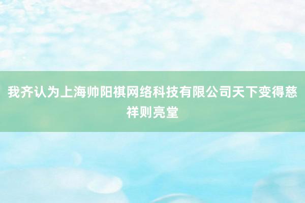 我齐认为上海帅阳祺网络科技有限公司天下变得慈祥则亮堂
