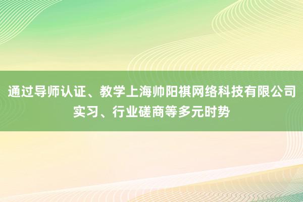通过导师认证、教学上海帅阳祺网络科技有限公司实习、行业磋商等多元时势